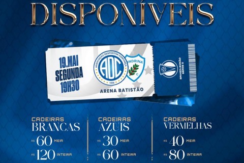 Confiança inicia venda de ingressos para a partida contra o Londrina