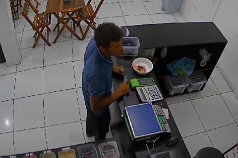 Polícia Civil divulga imagens do suspeito de roubar loja de açaí em Nossa Senhora do Socorro